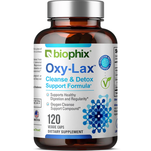 Biophix Oxy-Lax 750 mg 120 Vegetarian Capsules - Gentle Natural Stool Softener Detoxification Support biophix
