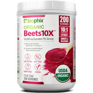 Biophix Organic Beets 10X Beet Root Powder – 2.2 lbs 50000 mg Equivalent - Superfood Energy Support Detoxification Heart Health biophix