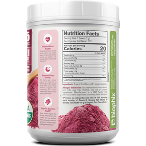 Biophix Tart Cherry Powder USDA Organic 20:1 Extract 12.3 oz 350g - Joint Health Sleep Support Antioxidant Superfood