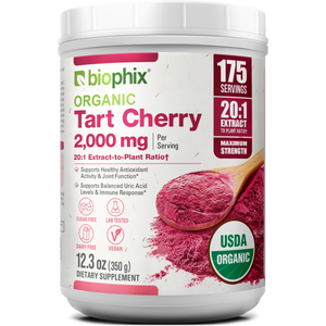 Biophix Tart Cherry Powder USDA Organic 20:1 Extract 12.3 oz 350g - Joint Health Sleep Support Antioxidant Superfood