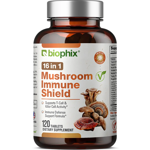 Biophix 16 in 1 Advanced Mushroom Shield with Vitamin C 120 Tablets