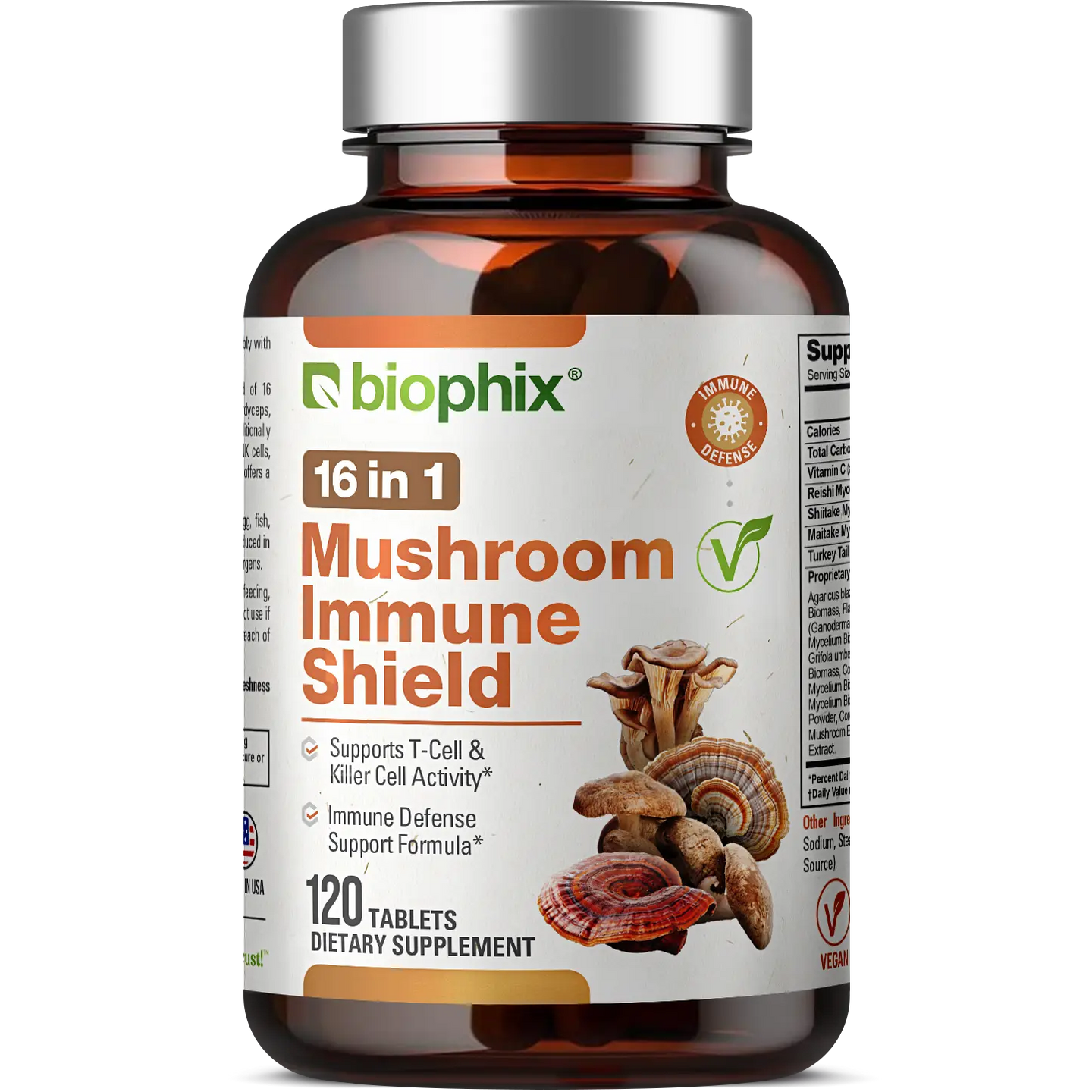 Biophix 16 in 1 Advanced Mushroom Shield with Vitamin C 120 Tablets
