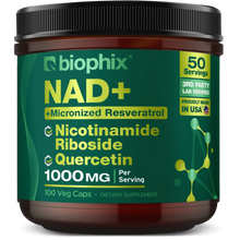 Load image into Gallery viewer, biophix NAD+ Micronized Resveratrol – Nicotinamide Riboside with Quercetin 1000mg per Serving 100 Veg Capsules biophix Health and Beauty