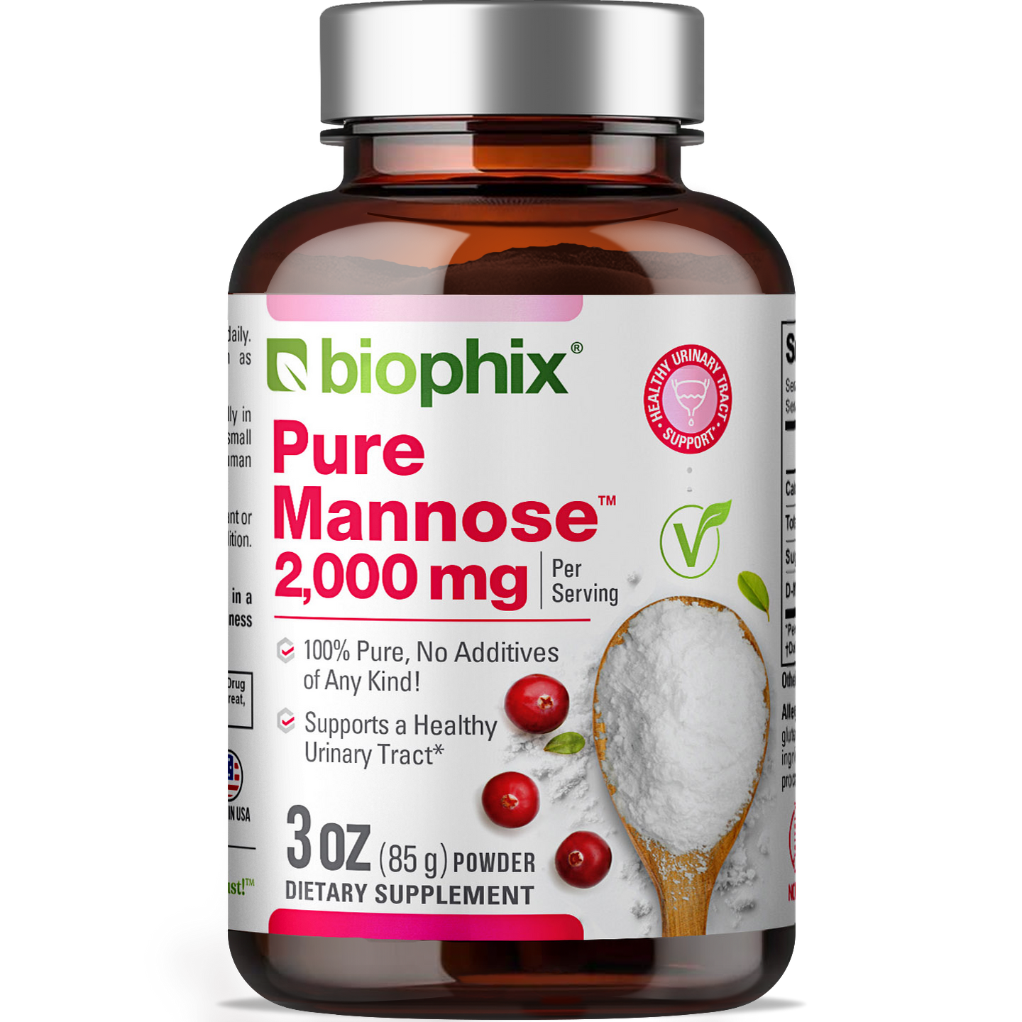 biophix Pure Mannose 100 Percent Powder 2000 mg 3 oz