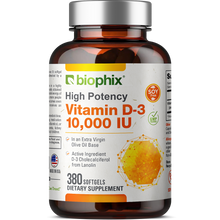 Load image into Gallery viewer, Vitamin D-3 10000 IU High-Potency 380 Softgels
