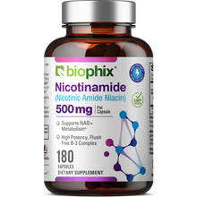 Load image into Gallery viewer, Biophix Nicotinamide 500 mg 180 Capsules - B3 Skin Antioxidants Detoxification Immune Support