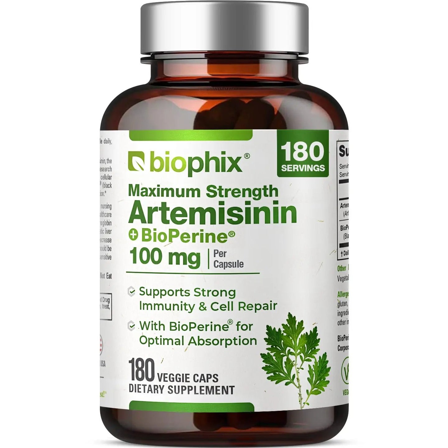 Biophix Artemisinin 100 mg with Bioperine 5 mg 180 Veggie Caps biophix Health and Beauty
