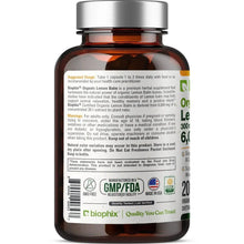 Load image into Gallery viewer, Biophix Lemon Balm USDA Organic 20:1 Extract 300 mg 200 Veggie Caps - Soothing Relaxation Positive Mood Support biophix