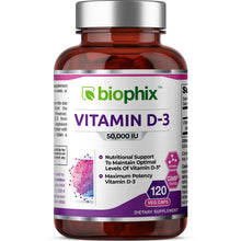 Load image into Gallery viewer, Vitamin D-3 50000 IU High-Potency 120 Vegetarian Capsules