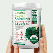 Load image into Gallery viewer, Biophix Organic Spirulina Powder Black Cherry Flavor 2.2 lbs 1 kg - Green Antioxidants Superfood Protein Immune Support biophix