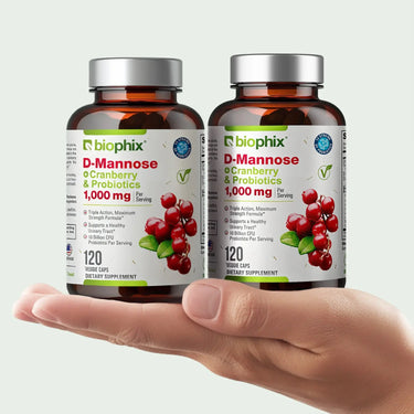 Biophix D-Mannose Cranberry 2 Pack Hand View UTI Prevention Bladder Value Bundle