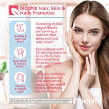 Load image into Gallery viewer, biophix Hair Skin and Nails Complex 180 Caplets with 10,000 mcg Biotin