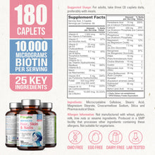 Load image into Gallery viewer, biophix Hair Skin and Nails Complex Formula 180 Caplets with Free Vitamin C-1000 30 Tablets