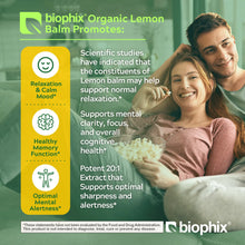 Load image into Gallery viewer, Biophix Lemon Balm USDA Organic 20:1 Extract 300 mg 200 Veggie Caps - Soothing Relaxation Positive Mood Support biophix