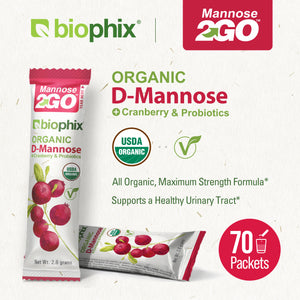 biophix Mannose2GO USDA Organic D-Mannose with Probiotics 2000 mg 70 Packets