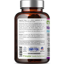Load image into Gallery viewer, Biophix Nicotinamide 500 mg 180 Capsules - B3 Skin Antioxidants Detoxification Immune Support biophix