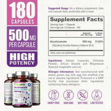 Load image into Gallery viewer, Biophix Nicotinamide 500 mg 180 Capsules - B3 Skin Antioxidants Detoxification Immune Support biophix