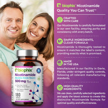 Load image into Gallery viewer, Biophix Nicotinamide 500 mg 180 Capsules - B3 Skin Antioxidants Detoxification Immune Support biophix