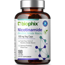 Load image into Gallery viewer, Biophix Nicotinamide 500 mg 180 Vegetarian Capsules - B3 Skin Antioxidants Detoxification Immune Support