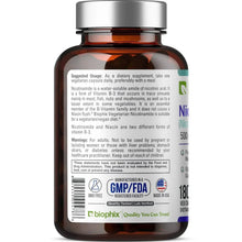 Load image into Gallery viewer, Biophix Nicotinamide 500 mg 180 Vegetarian Capsules - B3 Skin Antioxidants Detoxification Immune Support
