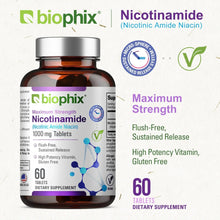 Load image into Gallery viewer, Nicotinamide Extra Strength 1000 mg 60 Tablets biophix