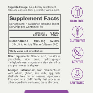 Nicotinamide Extra Strength 1000 mg 60 Tablets biophix