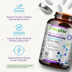Nicotinamide Extra Strength 1000 mg 60 Tablets biophix