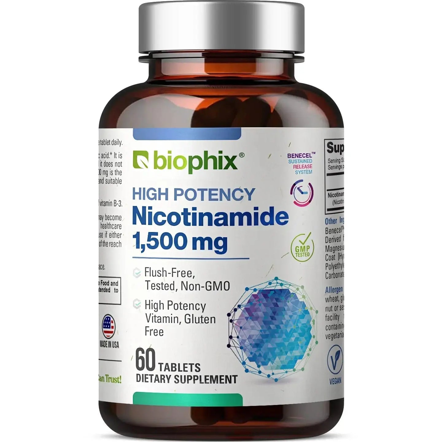 Nicotinamide Maximum Strength 1500 mg 60 Tablets biophix