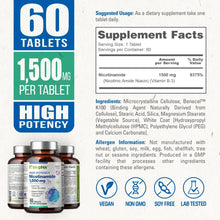 Load image into Gallery viewer, Nicotinamide Maximum Strength 1500 mg 60 Tablets biophix