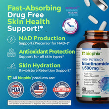 Load image into Gallery viewer, Nicotinamide Maximum Strength 1500 mg 60 Tablets biophix