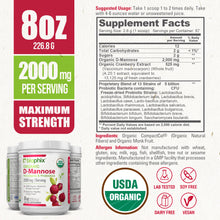 Load image into Gallery viewer, biophix Organic D-Mannose Plus Cranberry &amp; Probiotics 8 oz 226.8 g