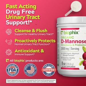 biophix Organic D-Mannose Plus Cranberry & Probiotics 8 oz 226.8 g