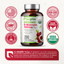 Load image into Gallery viewer, biophix D-mannose USDA Organic 1500 mg 200 Vegetarian Capsules