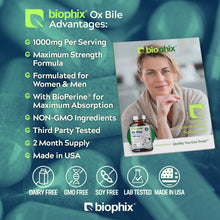 Load image into Gallery viewer, biophix Ox Bile 1000 mg with BioPerine 120 Veggie Capsules