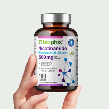 Biophix Nicotinamide 500 mg 180 Caps Hand View Non-Flushing Niacin Daily Supplement