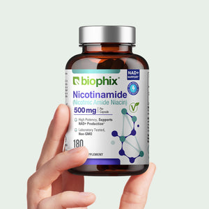 Biophix Nicotinamide 500 mg 180 Vegetarian Capsules - B3 Skin Antioxidants Detoxification Immune Support