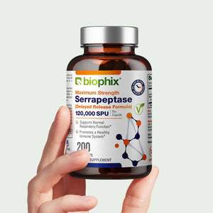 Biophix Serrapeptase 120000 SPU Maximum Strength 200 Veggie Caps - Inflammation Detoxification Joint Health Immune Support biophix