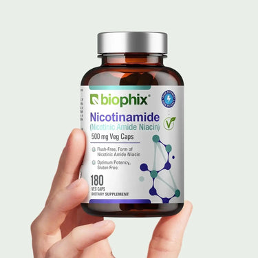 Biophix Nicotinamide 500 mg 180 Vcaps Hand View Non-Flushing Niacin Daily Supplement