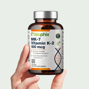 Biophix Vitamin K2 MK-7 300 mcg 60 Caps Hand View Bone Cardiovascular Support