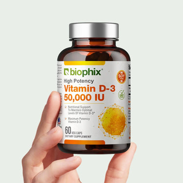Biophix Vitamin D3 50000 IU 60 Vcaps Hand View Severe Deficiency Clinical Support