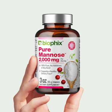 Biophix Pure D-Mannose Powder 3 oz Hand View UTI Prevention E. Coli Binding