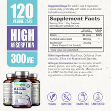 Load image into Gallery viewer, biophix R-Lipoic Acid 300 mg Stabilized 120 Veggie Capsules