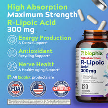 Load image into Gallery viewer, biophix R-Lipoic Acid 300 mg Stabilized 120 Veggie Capsules