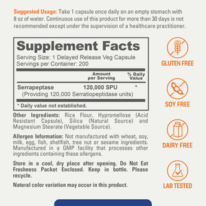 biophix Serrapeptase 120000 SPU Maximum Strength 200 Veggie Caps