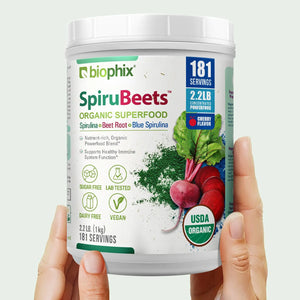 Biophix Spirubeets Organic Spirulina Beet Root Powder 2.2 lb 1 kg - Superfood Antioxidants Immune Support Heart Health biophix