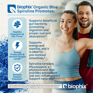 Biophix Blulina Organic Blue Spirulina Powder 10 oz 283.5 g - Detoxification Antioxidants Immune Support Superfood