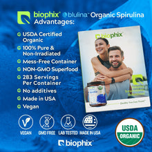 Load image into Gallery viewer, Biophix Blulina Organic Blue Spirulina Powder 10 oz 283.5 g - Detoxification Antioxidants Immune Support Superfood