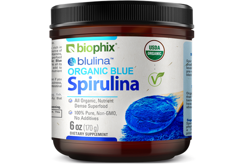 Biophix Blulina Organic Blue Spirulina Powder 6 oz 170 g - Detoxification Antioxidants Immune Support Superfood