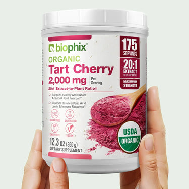 Biophix Tart Cherry 12.3 oz Hand View Montmorency Cherry Antioxidant Superfood