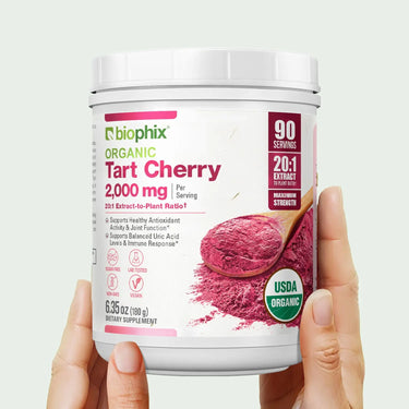 Biophix Tart Cherry 6.35 oz Hand View Montmorency Cherry Antioxidant Superfood